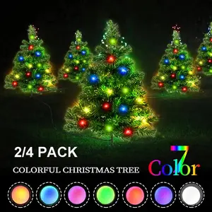 2/4/6 Pack Solar Christmas Tree Solar Powered Trail Multicolor LED Light Christmas Tree