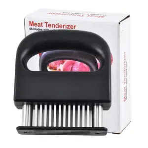 48-Blade Meat Tenderizer, Stainless Steel Ultra Sharp Needle Blade, Tenderizes Beef, Pork, Turkey, Fish, Ideal for Marinating, BBQ, Cooking