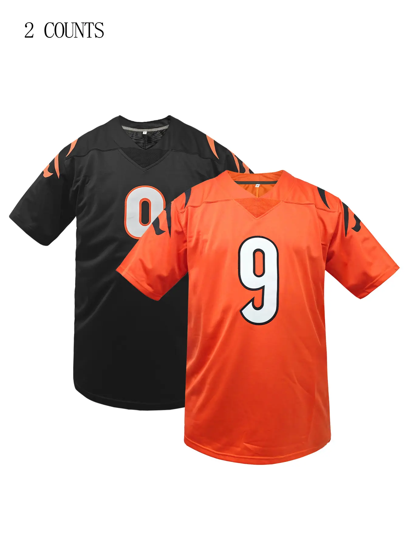 Men's #9 Embroidery Football Jersey Short Sleeve Loose V-neck Cincinnati Rugby Jersey, Outdoor Sportswear Clothing For Team Training, Training Clothes, Sports Top, Outdoor Apparel