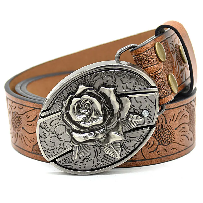 Rose flower embossed brown pattern