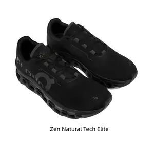Futuristic All-Black Running Shoes with Massive Hollow Cloud Cushioning - High Energy Return