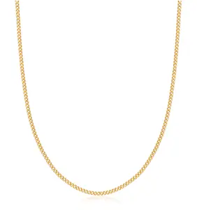 Barzel 18K Gold Plated 2MM Cuban Chain Necklace, Sizes 16-24 Inches, Tarnish Free, Water Proof, Made In Brazil