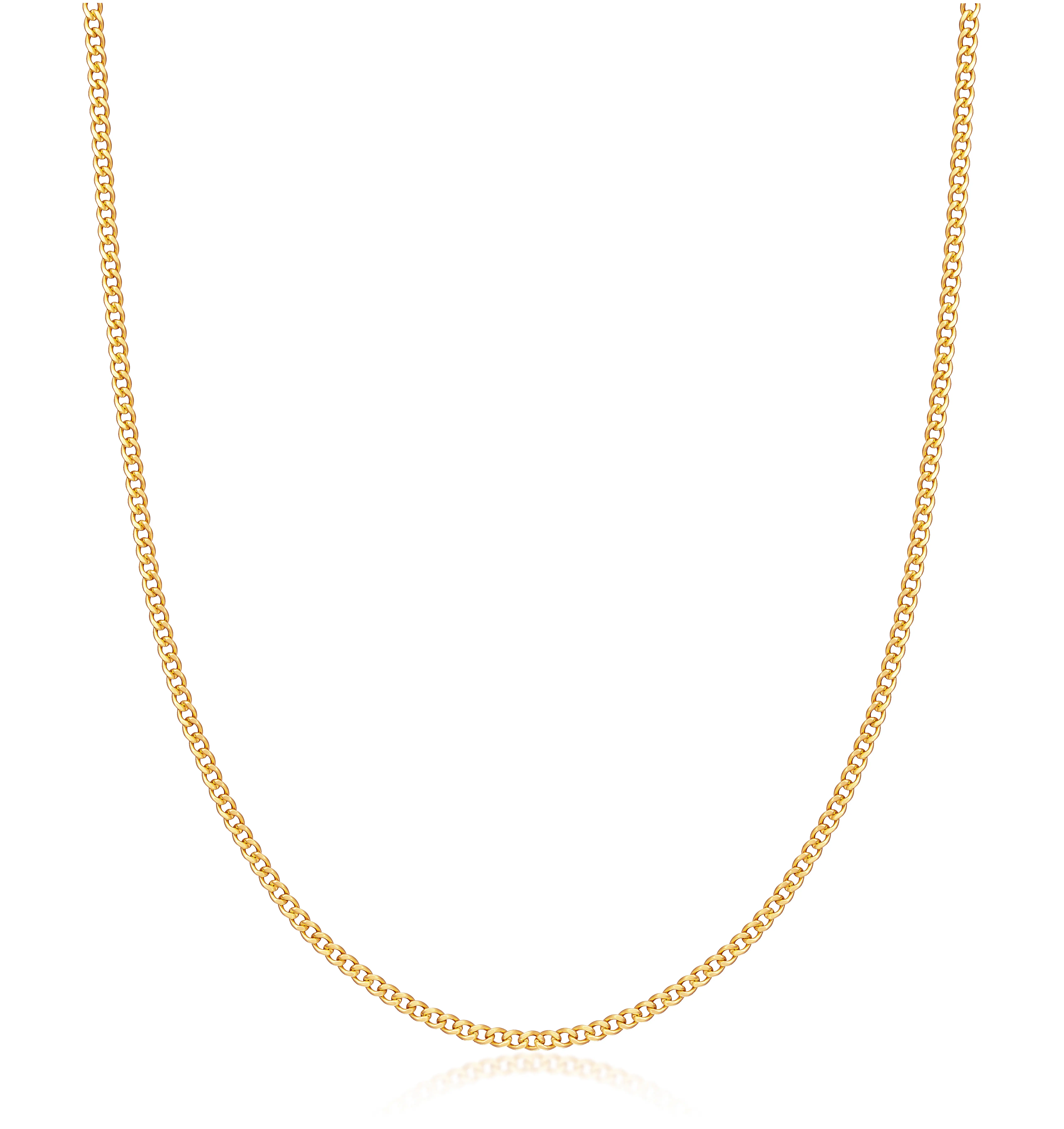 Barzel 18K Gold Plated 2MM Cuban Chain Necklace, Sizes 16-24 Inches, Tarnish Free, Water Proof, Made In Brazil