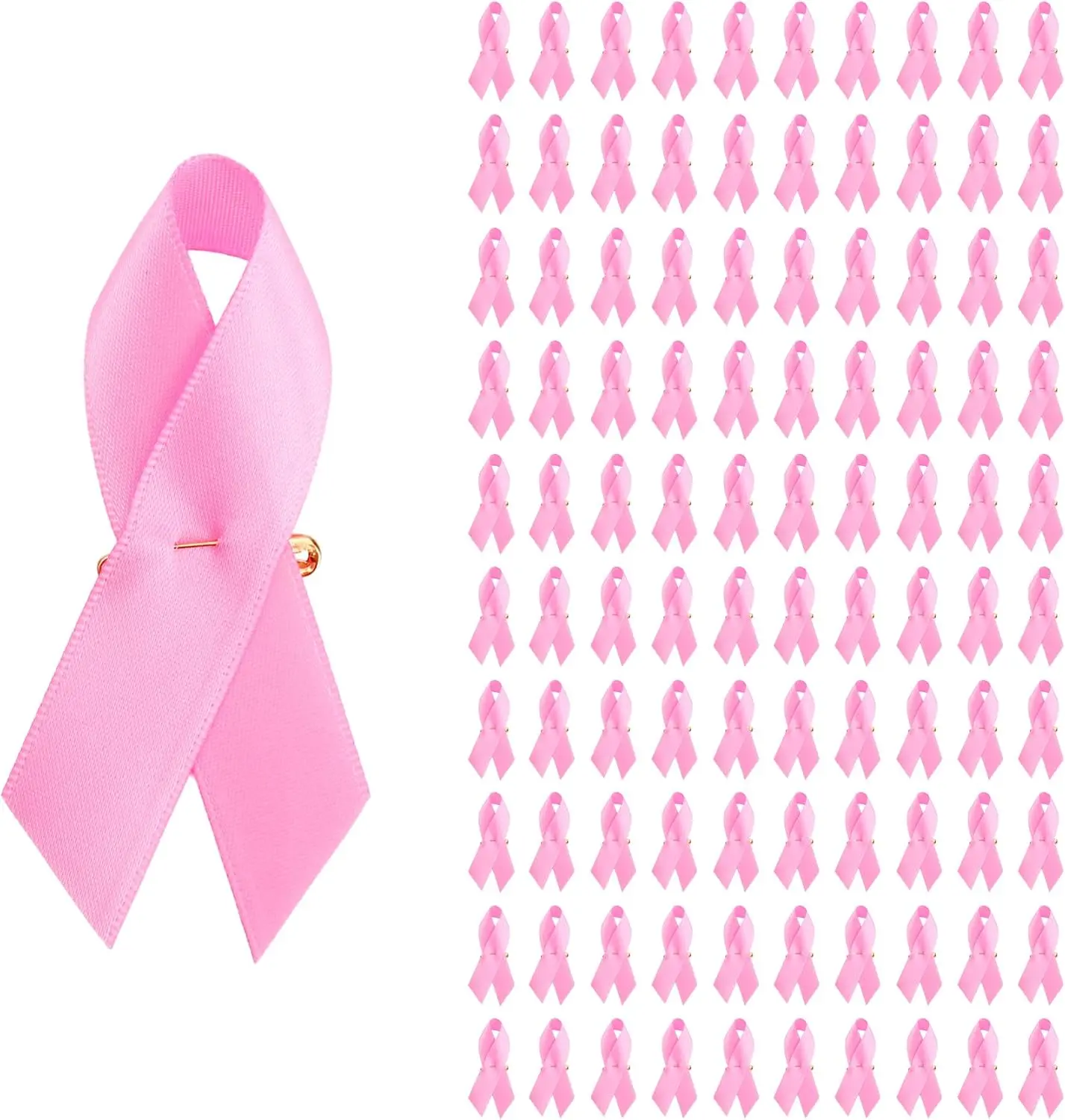 Ribbon Pins Breast Cancer Awareness 100 count  Ribbon Pin Breast Cancer Fundraising Lapel Pins Buttons Caring for Charity Public & Social Event Survivor Campaign Favors Supplies