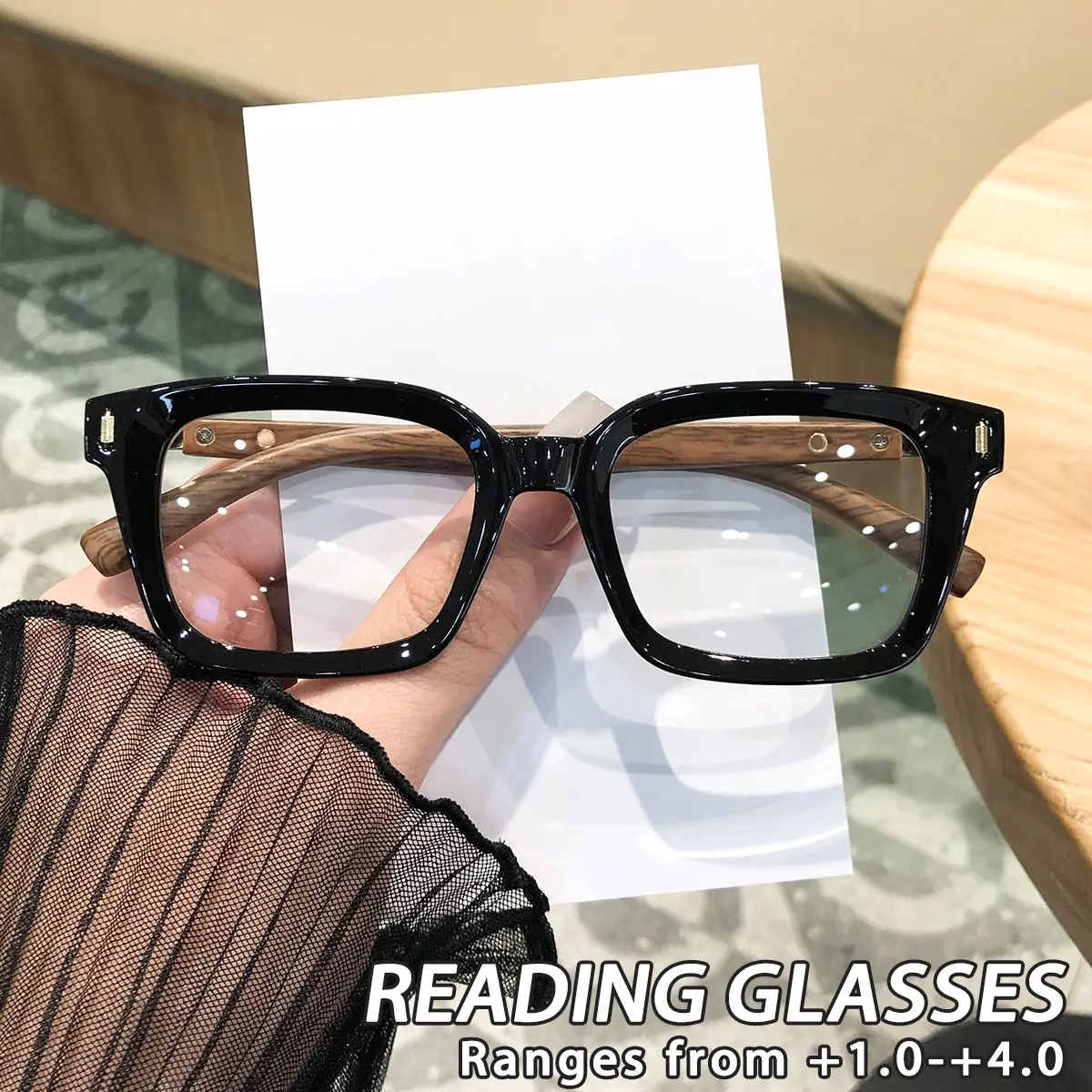 Women's Plastic Square Reading Glasses, Trendy Style, Versatile Artistic Cool Atmosphere, Fashionable Old Readers, Square Frame Eyeglasses