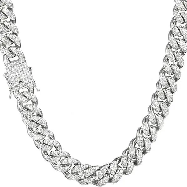 Men's Miami Style Cuban Link Solid Chain - Silver Bold-Texture Urban Chic Hip Hop Exquisite Chain Jewelry, Birthday Gifts for Him, Unique Gifts for Man, Accessories Adults