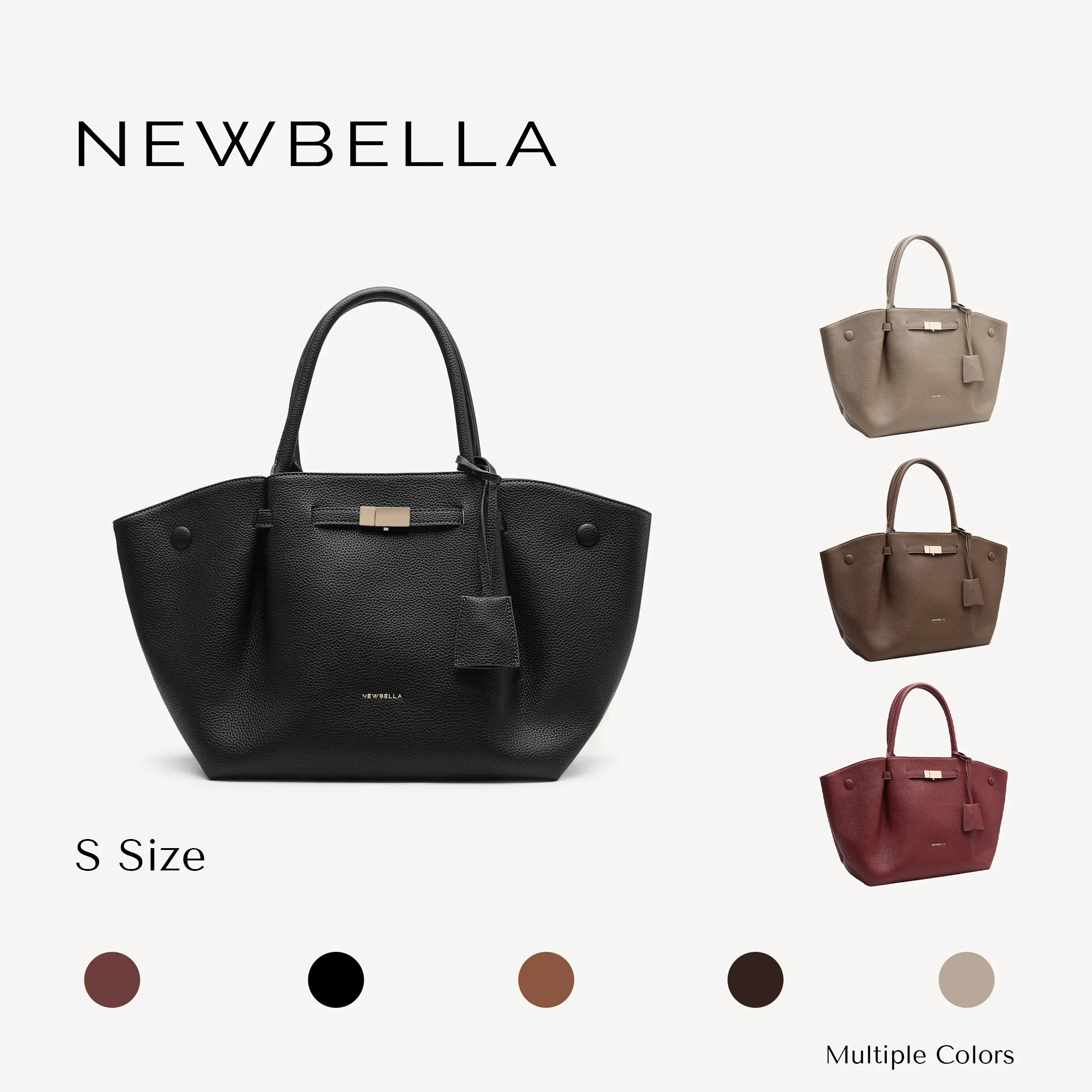 NEWBELLA Marella S Top Handle Tote Bag - Women's PU Leather Purse, Detachable Charm, Magnetic Closure, Fits 11" Tablet, Work & Everyday Use