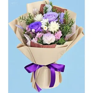 Eternal Preserved Floral Bouquet, Prime Delivery Fresh-Look Flowers, Birthday Anniversary Gift for Women, Reusable Handcrafted Arrangement, Purple Lavender Home Decor, Long-Lasting Luxury Gift
