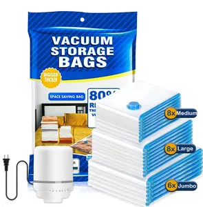 Vacuum Storage Bags with Multiple Sizes Hand Pump Electric Air Pump Space Saver Bags, Vacuum Sealed Bags for Comforters, Blankets, Clothes Storage