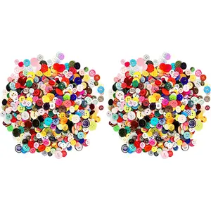 1000 Pcs Resin Buttons, 2 and 4 Holes Assorted Sizes Round Craft Buttons for Crafts Sewing, Mixed Color (Pack of 2)