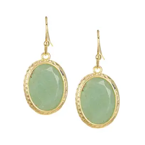 Green Aventurine Gold Drop Earrings | Handmade Crystal Jewelry for Women | Elegant & Trendy Gift | Viral TikTok Style