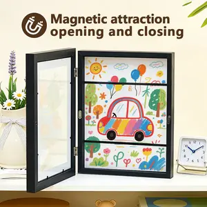 Kids Art Frames 8.5x11 Front Opening, Changeable Artwork Display Storage Frame for Wall, Holds 50 Pcs for 3D Crafts, Hanging Art Portfolio. Perfect for bedroom decor, poster display, cool stuff for room, house decor, home essentials, room decorations