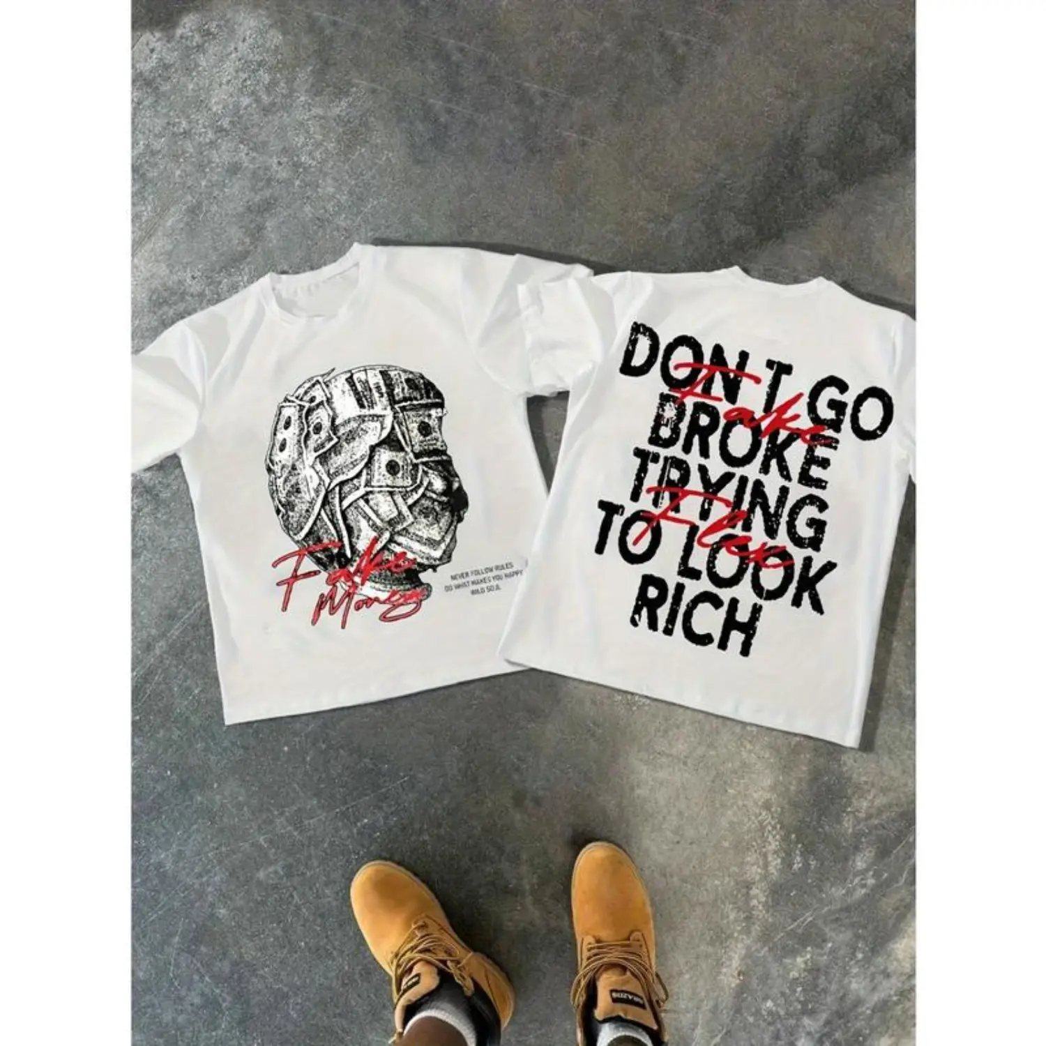 Stylish Men's Graphic Print Cotton T-Shirt Comfortable Crew Neck Short Sleeve Summer Casual Wear Black White Red Design Machine Washable