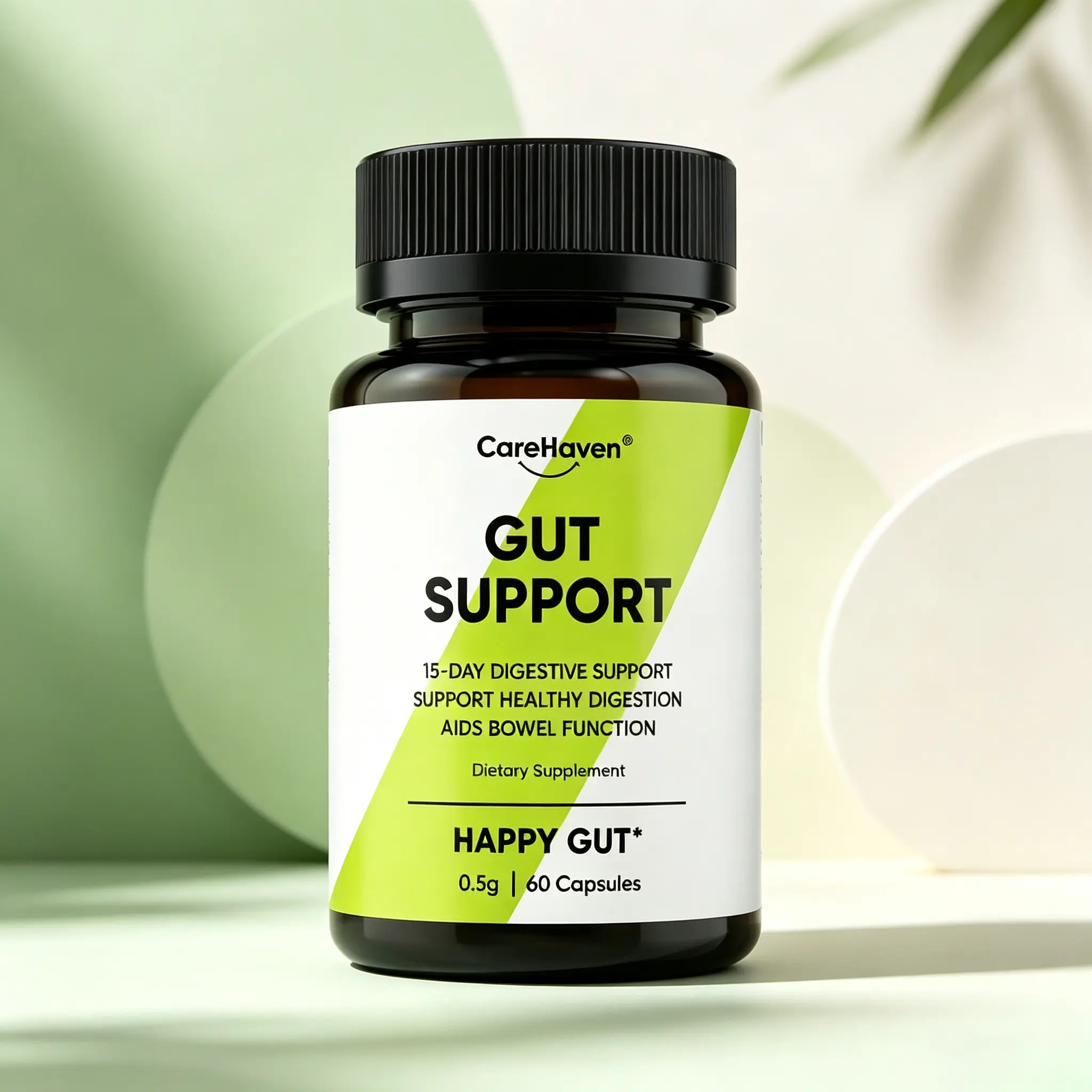 Gut Support Supplement with Psyllium Husk Fiber, Flax Seeds & Botanical Extracts - Comprehensive Gut Health Formula for Daily Balance, Fiber Boost, 60 Capsules