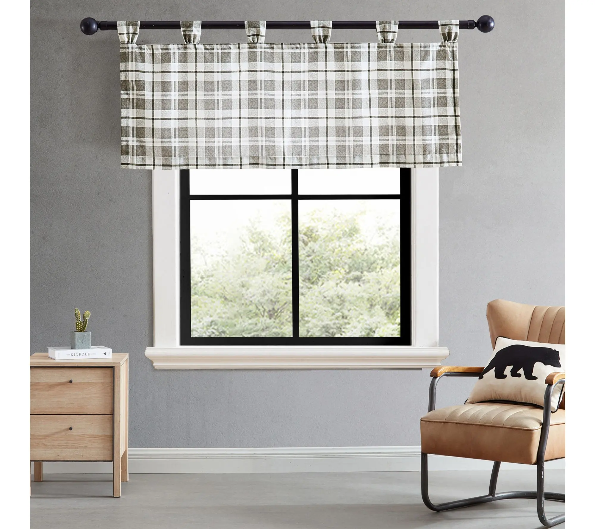 Eddie Bauer Fall Creek Plaid Grey 50x20 Window Valance