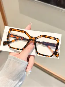 Women's Boho Irregular Geometric Tortoiseshell Frame Glasses, Anti-Blue Light, Casual Fashion Eyewear, Daily Wear Accessories