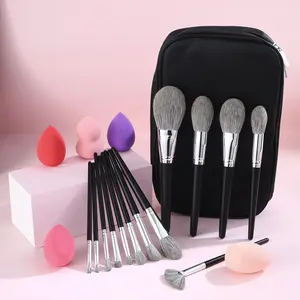 19pcs Face Makeup Tool Set, 13pcs Makeup Brushes, & Makeup Storage Bag & 5pcs Large Makeup Sponges, Face Makeup Brushes, Soft and Gentle on the Skin, Portable Makeup Tools for Beginners
