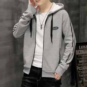 Men's Premium Striped‑Sleeve Zip‑Up Hoodie Jacket, Luxury Performance Drawstring Hooded Coat with Oval Logo & Letter Print, Designer Regular‑Fit Breathable Casual Outerwear for Daily Commute, Streetwear, Sports Activities & Spring‑Fall Everyday Fashion