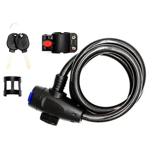 Anti-Theft Chain Lock,Self-Rolling Mountain Bike Lock Portable Electric Motorcycle Fixed Wire Lock with Key Mounting Bracket Anti-Theft Lock