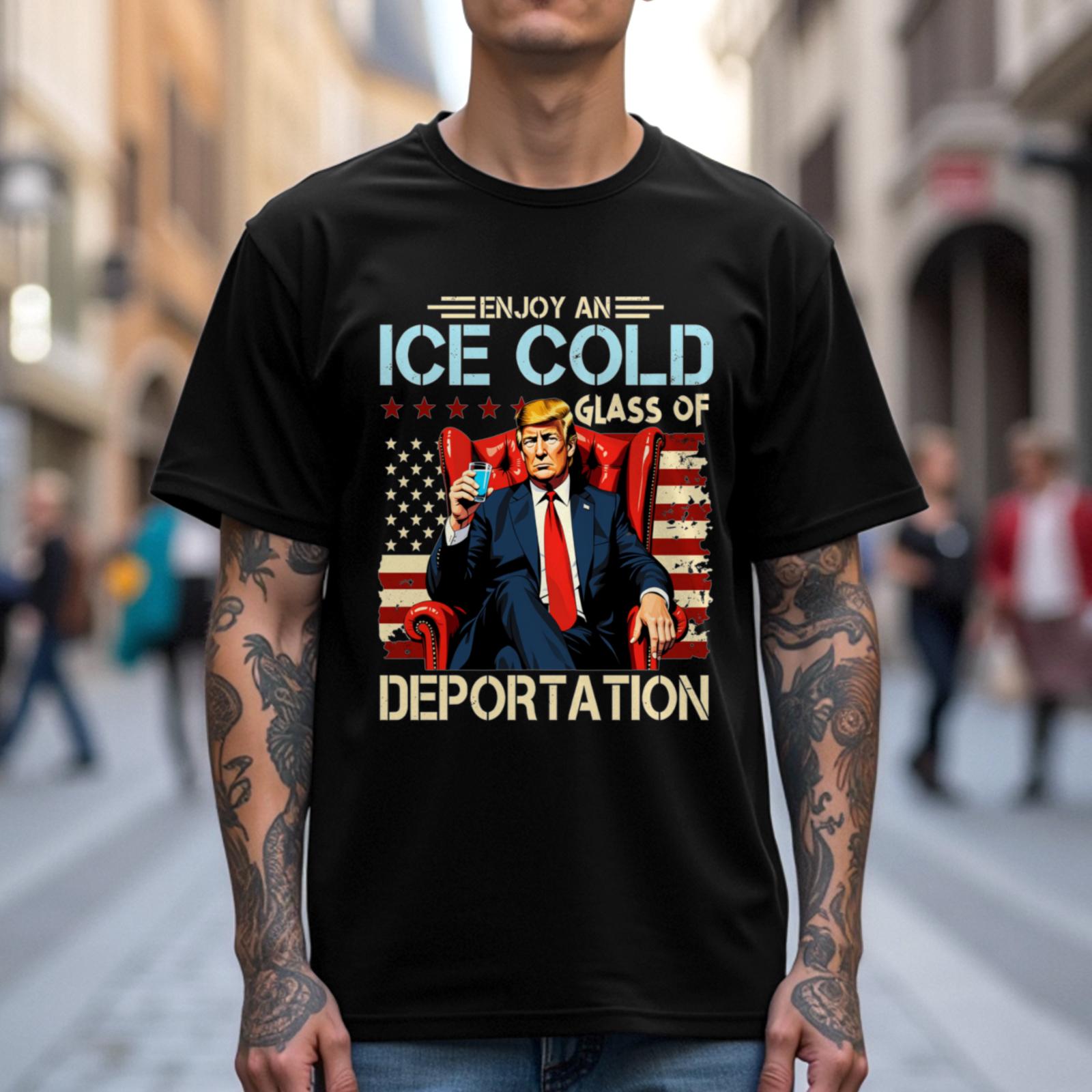 ENJOY AN ICE COLD  GLASS OF DEPORTATION Graphic T-Shirt tee