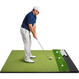 Golf Hitting Mat with Ball Tray 5x4ft - 6x4ft Dual-Turf Practice Mat for Indoor & Outdoor Use Golf  Mat with Rubber Tee Holes, Suitable for Swing Driving & Chipping