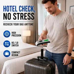 Luggage Scale, 110lb Luggage Weight Scale with 4 Unit Switching Functions&LED Display, Luggage Scale Travel Digital for Weighing Luggage, Backpacks, Packages and Markets，50KG Portable Digital Luggage Scale, Handheld Travel Baggage Scale with Hook