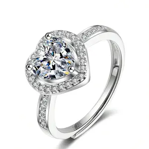 JINLU 1PCS New Pink Love Ring Boutique Diamond Ring Full Diamond Ring For Women