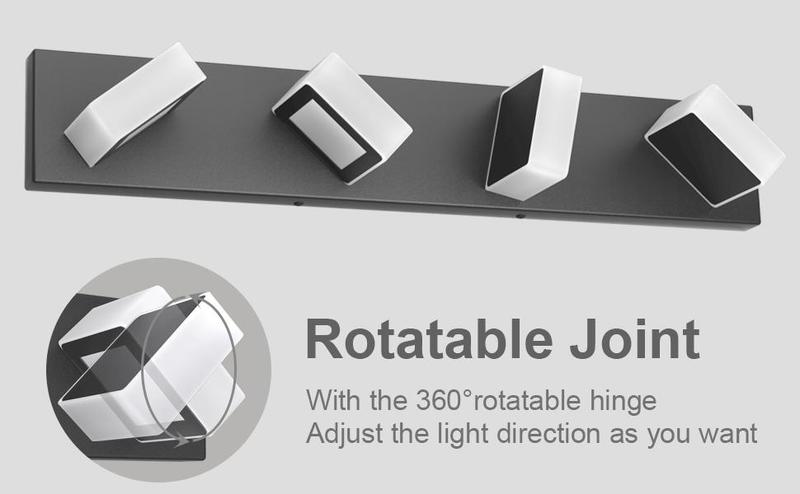 4 Lights Black Vanity Lights Dimmable Acrylic Modern LED Black Bathroom Vanity Lighting Fixtures