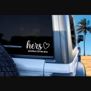 Hers Vinyl Car Decal For Women, Cute Sticker, Car Accessories For Women Mom Girlfriend, New Truck Gift