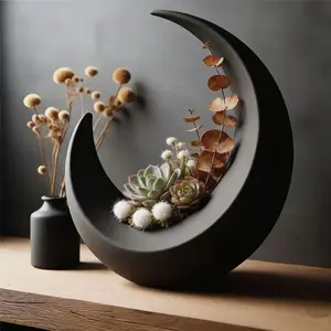 3D Printed Crescent Moon Shape Vase, Living Room Console Cabinet Bedroom Desktop Decoration, Craft Gift for Friends Girlfriend Easter