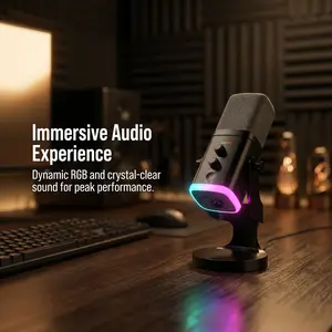 LSD YU8 RGB Gaming Microphone | USB/XLR Dynamic Mic with Quick Touch Mute & Live Monitor for PC, Phone, PS5