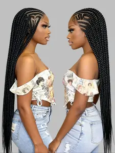 Fashion New HD Full Lace Single Layer Silk Braided Wig, Long Unique Large Corn Braid Headband Wig, Daily Wear Preferred, Synthetic Braided Hair, Knotless Braided Wigs