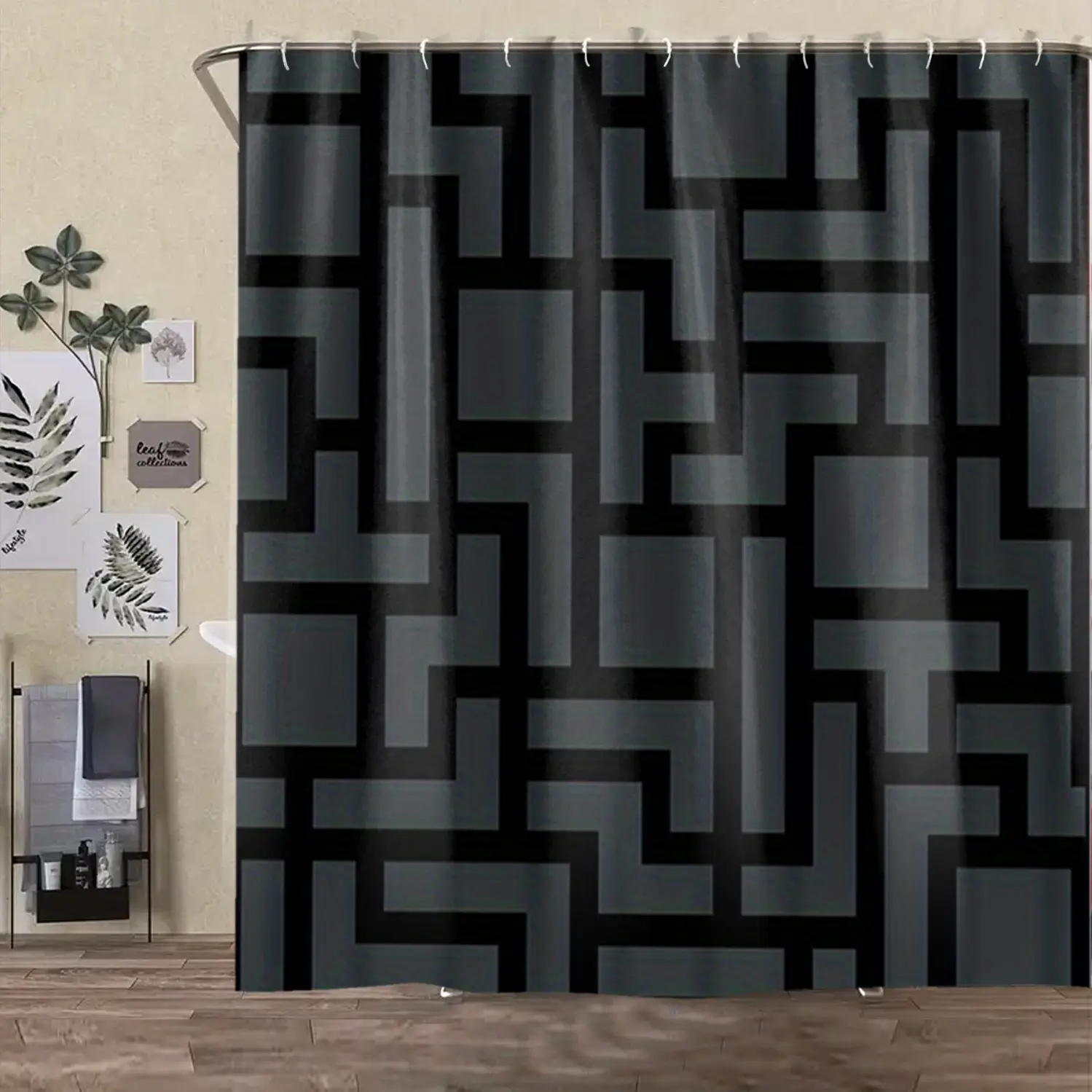 1/4 piece geometric design bathroom set, Bathroom Supplies, including soft floor mats, toilet seat cushions, shower curtains, creating decoration, home decor, floor mats with good rebound, water absorption, anti slip, preferred for gift giving