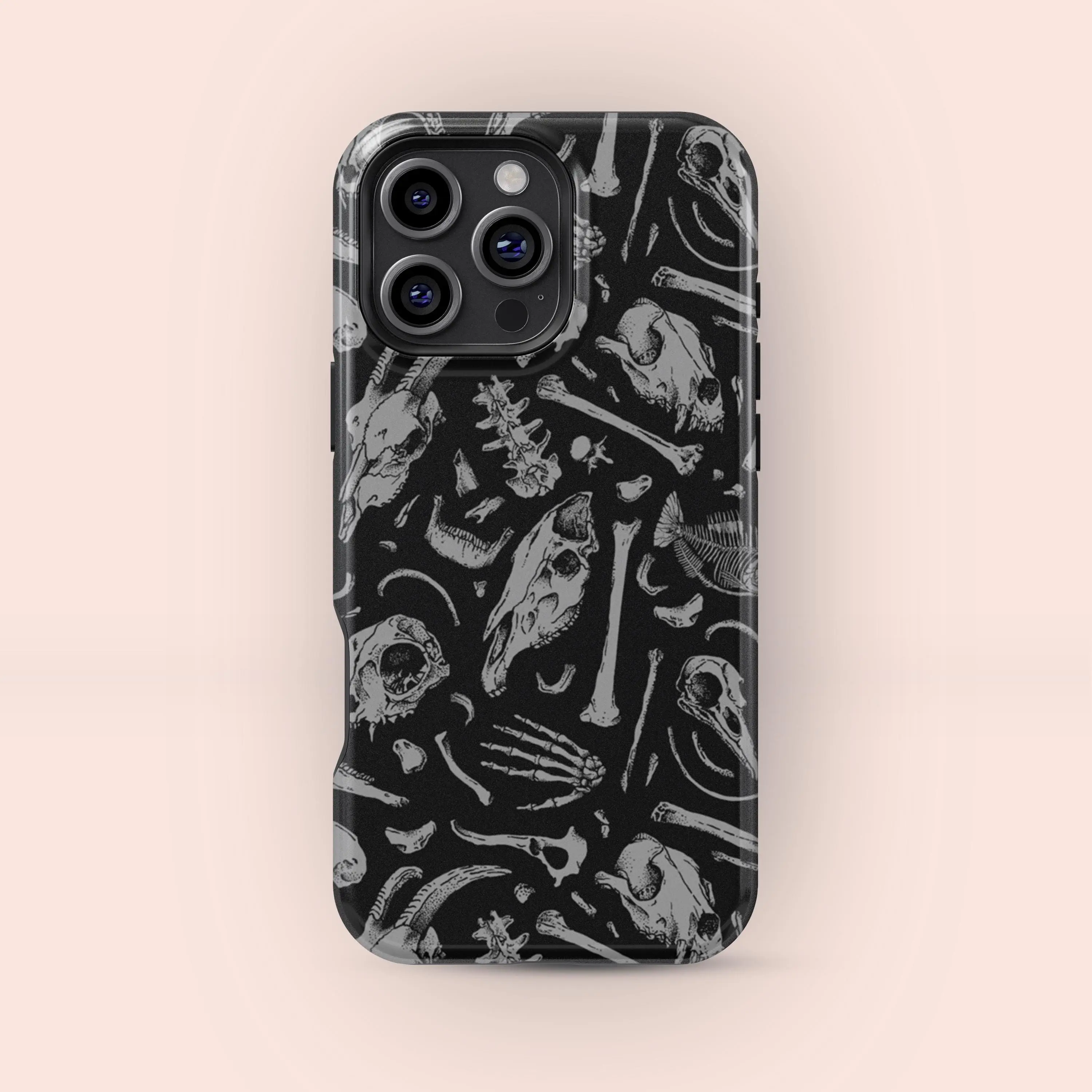 Bones Art Collage Phone Case, Shock-Absorbent Protective Cover for Smartphones
