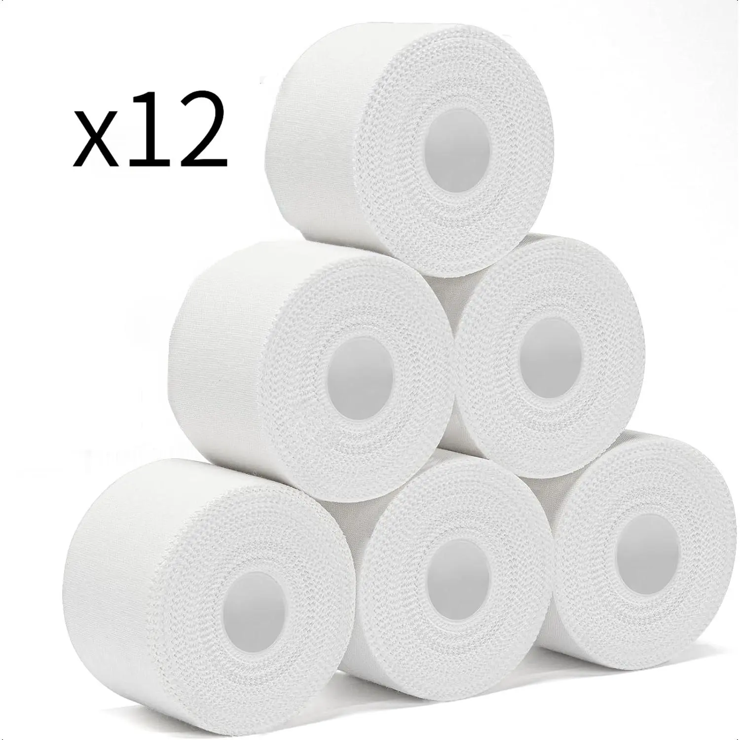🩹 6 Pack White Professional Athletic Sports Tape, 1.5 Inch x 27Ft Per Roll Total 162Ft, Easy Tear No Residue Multipurpose Kinesiology & Hemming Tape for Ankle Wrist, Football Soccer Climbing Gym Injury Support