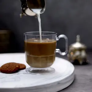 10-Pack Plastic Coffee Espresso Cups 5oz Clear with Handles - Disposable Mugs for Cafes, Restaurants & Food Service