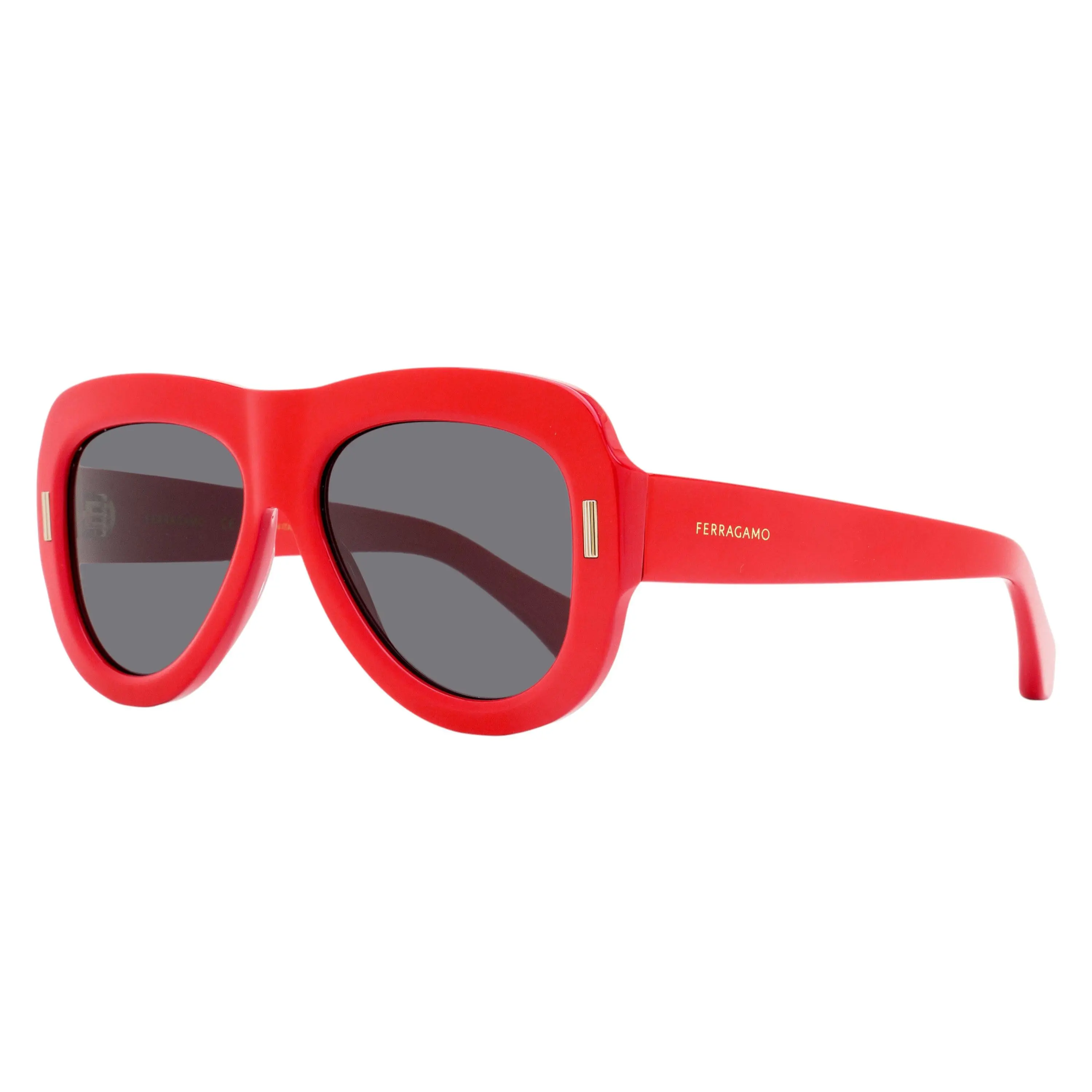 Ferragamo Thick-Rimmed Pilot Sunglasses SF2029SE 600 Red 57mm