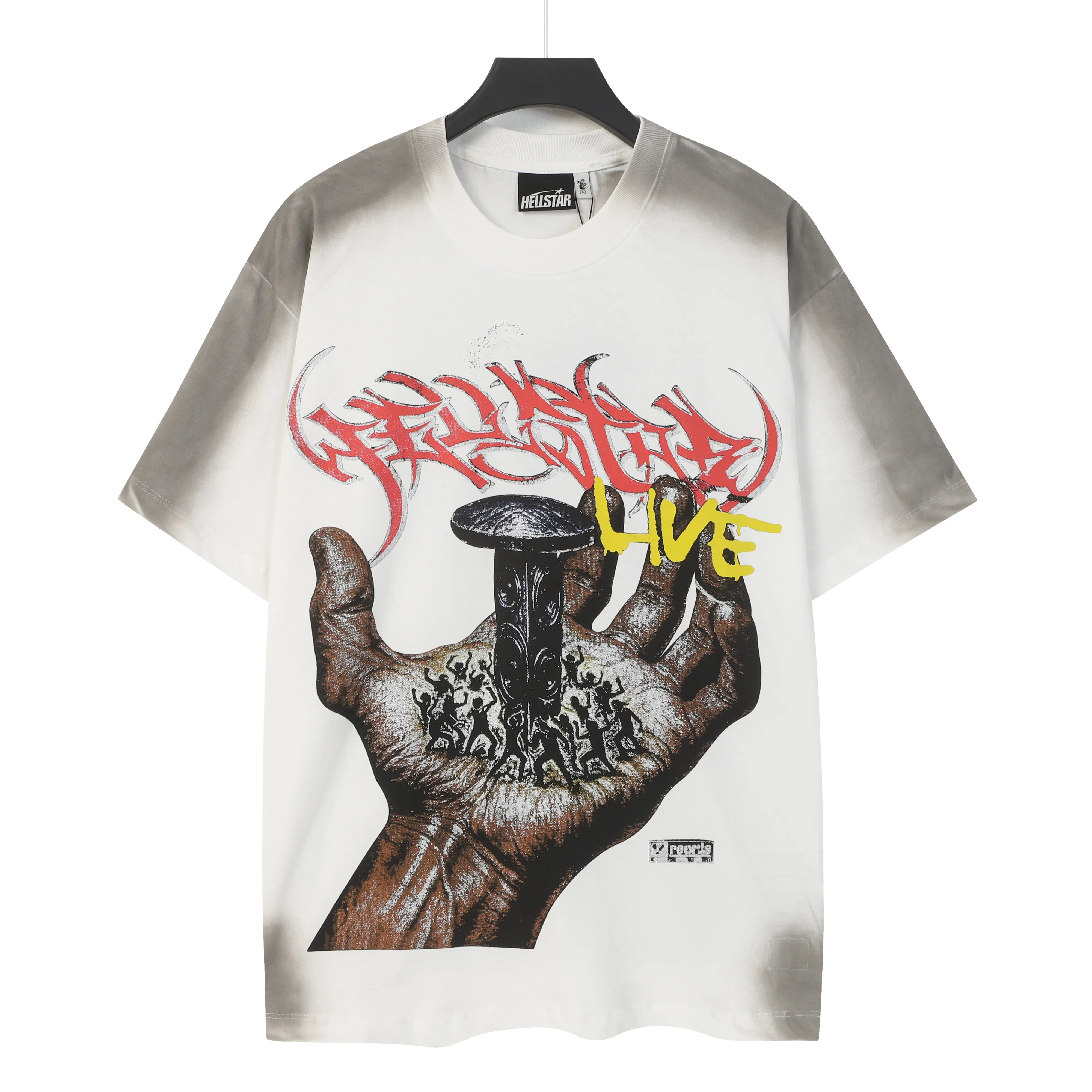 HELLSTAR 2PATH Spiritual Injection Double Sided Graphic Tee | Vintage Washed Oversized Y2K Streetwear | Underground Hip-Hop Casual Top