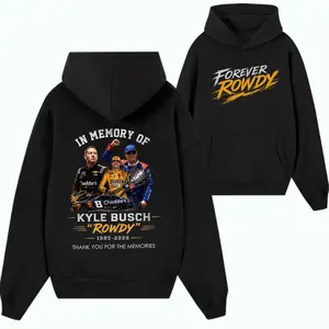 Kyle Busch “Forever Rowdy” Memorial Hoodie – Vintage NC Racing Graphic Sweatshirt for Motorsport Fans