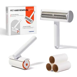 Pet Hair Removal Tool and Lint Roller Value Set, Extra Sticky Lint Remover and Reusable Dog Cat Hair Remover for Pet Hair Removal on Furniture, Couch, Carpet, Clothing, Bright White