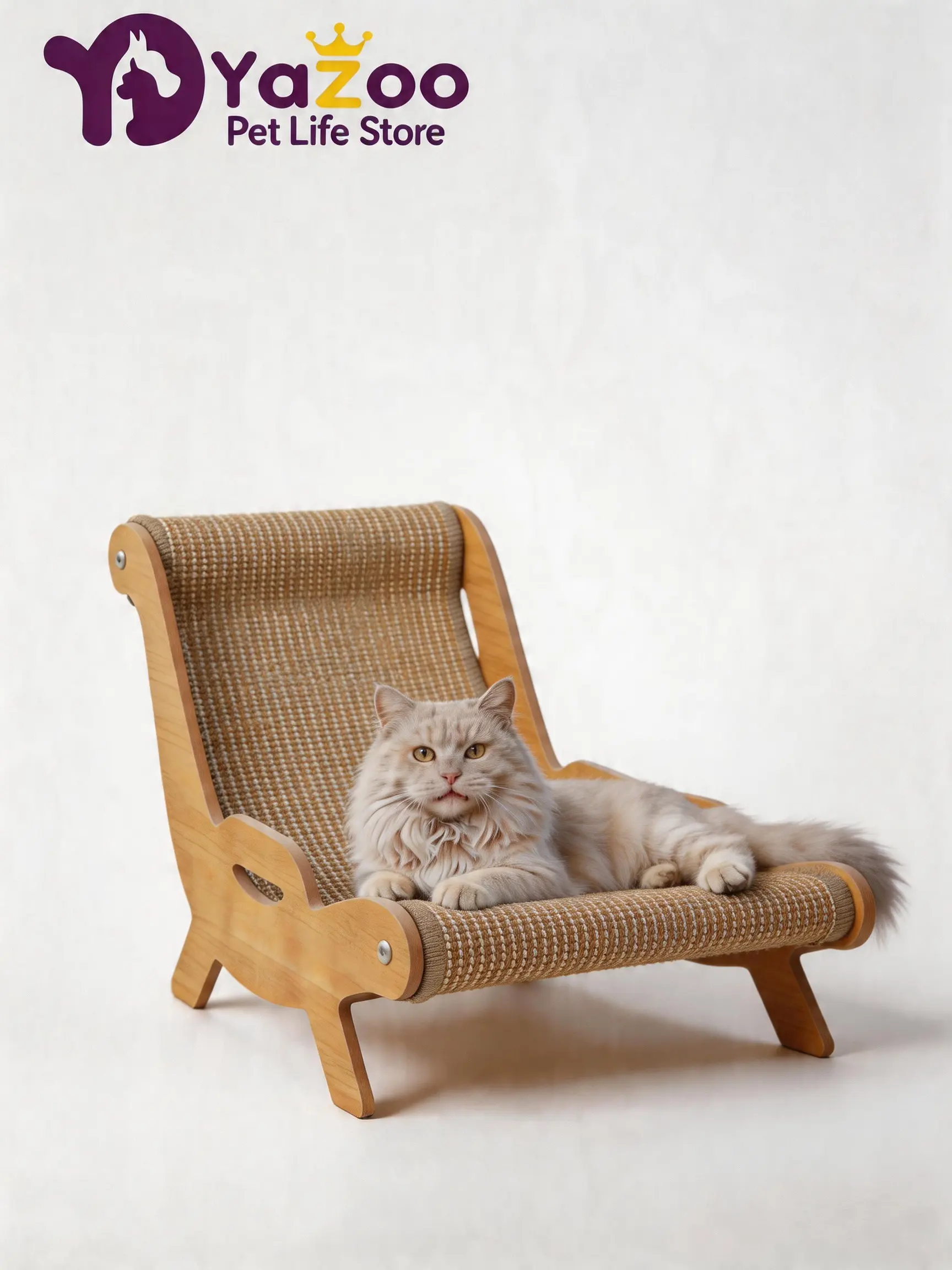 Ergonomic Curved Cat Scratcher Lounge, Sisal Cat Bed Chair for Indoor Cats, Relieve Stress & Protect Furniture