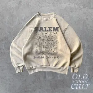 Witch Club Est. 1692 Vintage Sweatshirt, Retro Halloween Gothic Sweater, Dark Art Fall Hoodie, Halloween Gifts, Crew Neck Hoodie, abercrombie hoodie,Clothing Casual, Anniversary gift, High Quality, Trending Hoodie, Gift for Friend