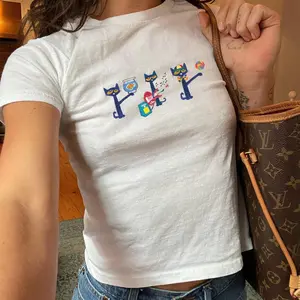[Sale Up To 50%] Pete the Cat Baby Tee - Graphic Y2k Shirt, Pete the Cat Shirt, Nostalgic Cartoon Shirt, Trendy Babytee, Retro Vintage Baby Tee, 90s Style