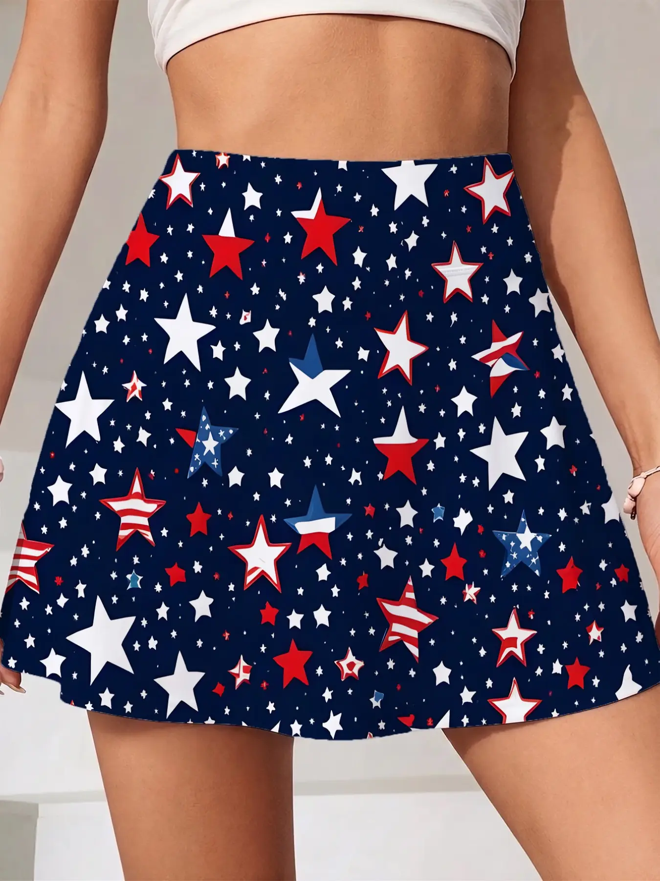 Summer Women's Lightweight Sporty Workout Tennis Skorts and Shorts Set with Pockets, Independence Day Star Print, Ideal for Running Yoga Fitness, Tennis Skort Skirt, Sports Women Skorts