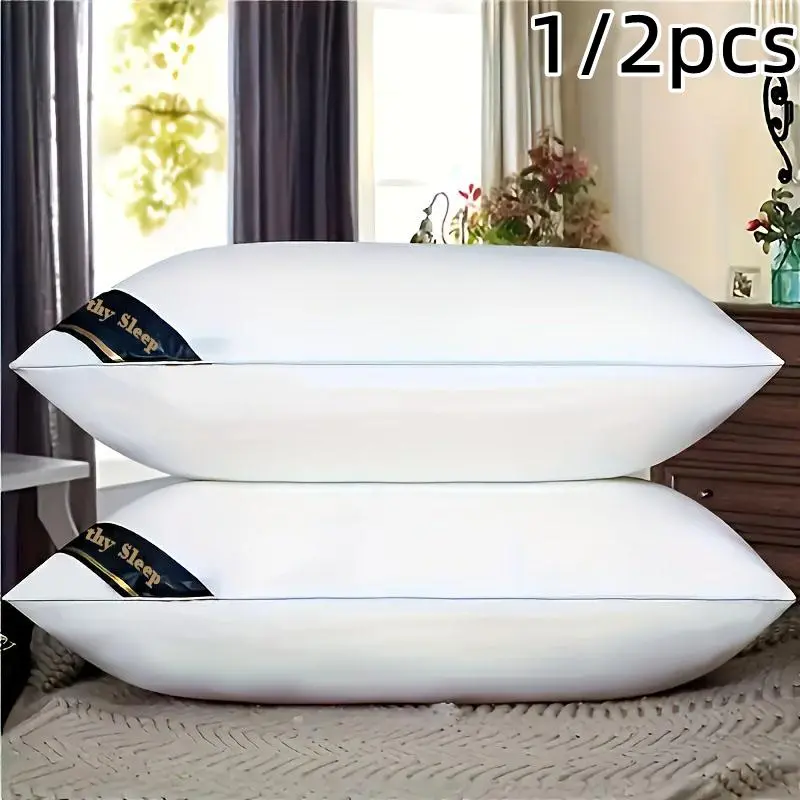 1-2 Pack Luxury High-Backed Pillow - White Elastic High-Backed Pillow - Soft and Comfortable Pure Color - Suitable for Bedroom - Sleep Pillow for Bed - 5-Star Hotel or Home Use Single Adult High-Backed Pillow