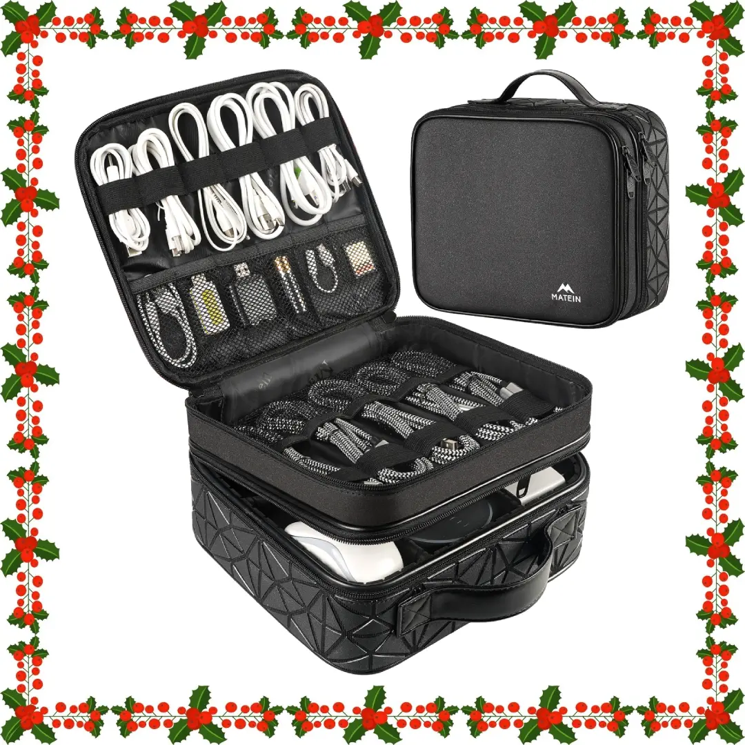 Travel Essentials Bag Double-Layer Cord Organizer, Travel Organization Pouch with Zipper Pouches for DJs & Musicians, Shockproof Adjustable Divider Bag for Cables & Audio Accessories Summervibes Summer Sale