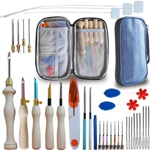 Punch Needle Embroidery Kit - Complete Set for Needle Punching - Includes Adjustable Punch Needle Tool and Wooden Handle Embroidery Pen Set - Ideal for Adults Beginners