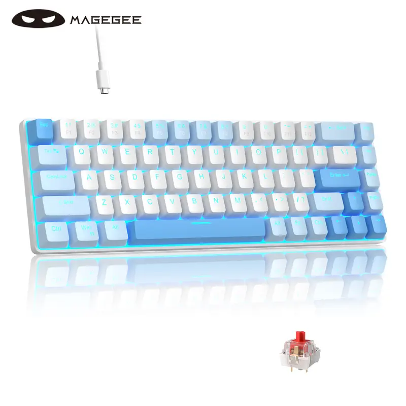MageGee MK-BOX Mechanical Gaming Keyboard (68-Key Compact Portable Mini with LED Backlit), Wired Office Accessory for Laptop PC, Mechanical Game Keyboard, 60 Percent Keyboard