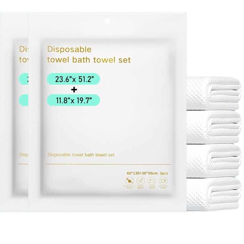 4-Pack Disposable Bath Towels (8Pcs Total, 2 Per Set), Thickened & Enlarged Super Absorbent No-Wash Towels, Portable Travel Bath Towels for Business Trips, Hotel, Camping & Daily Use