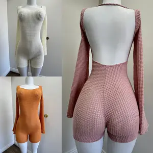 Marissa Romper - Polyester Soft Casual Dress with Long Sleeves and Adjustable Straps in Various Colors